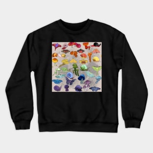 Rainbow Mushrooms and Moths and Snails Coattagecore Pride Neutral Crewneck Sweatshirt